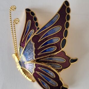 Gold and Purple Butterfly Brooch